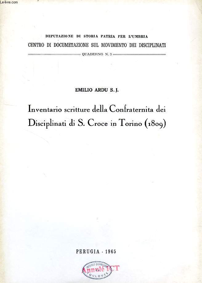 INVENTARIO SCRITTURE DELLA CONFRATERNITA DEI DISCIPLINATI DI S. CROCE IN TORINO (1809)