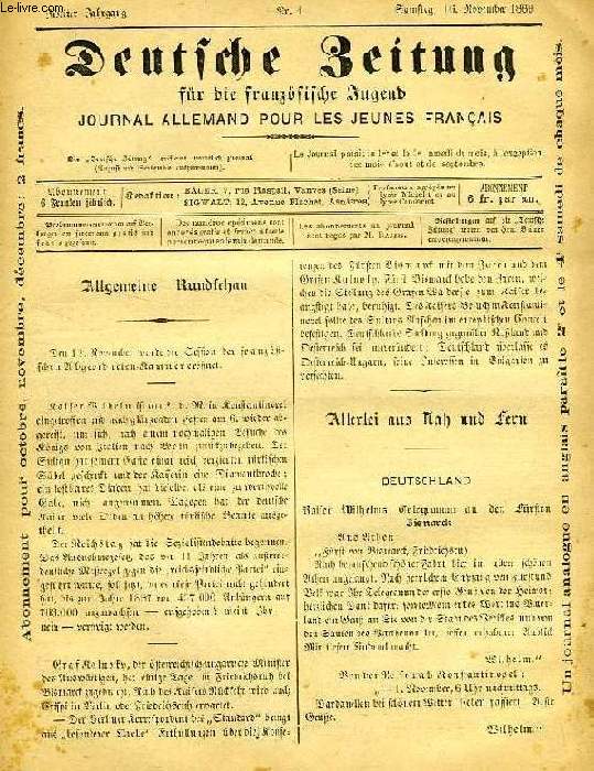DEUTSCHE ZEITUNG FUR DIE FRANZOSICHEN JUGEND, JOURNAL ALLEMAND POUR LES JEUNES FRANCAIS, 28 NUMEROS (1889-1911)