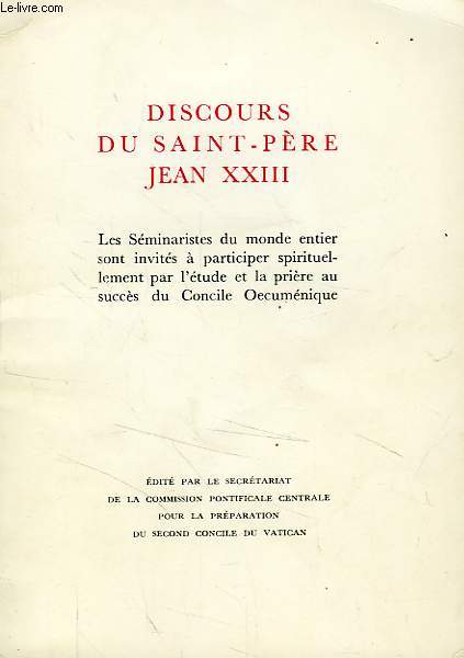DISCOURS DU SAINT-PERE JEAN XXIII