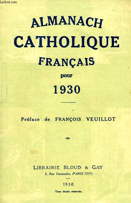 ALMANACH CATHOLIQUE FRANCAIS POUR 1930