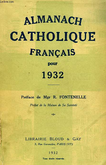 ALMANACH CATHOLIQUE FRANCAIS POUR 1932
