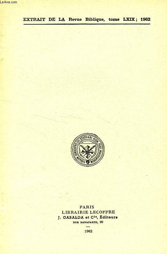 EXTRAIT DE LA REVUE BIBLIQUE, TOME LXIX, 1962, LA RECITATION DE LA LOI CHEZ LES SAMARITAINS D'APRES Z. BEN-HAYYIM