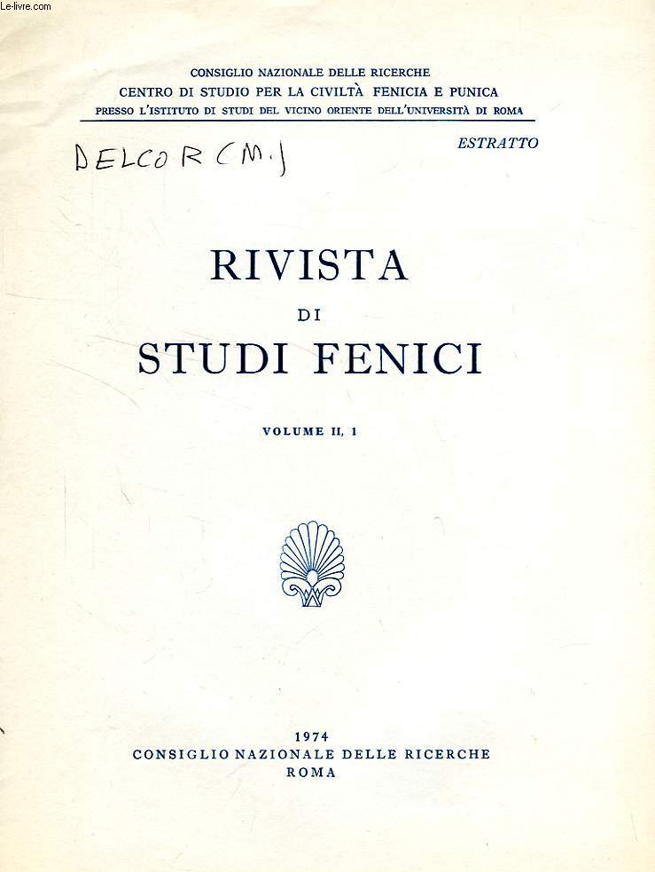 RIVISTA DI STUDI FENICI, VOL. II, 1, 1974, ESTRATTO, LE HEROS GAMOS D'ASTARTE
