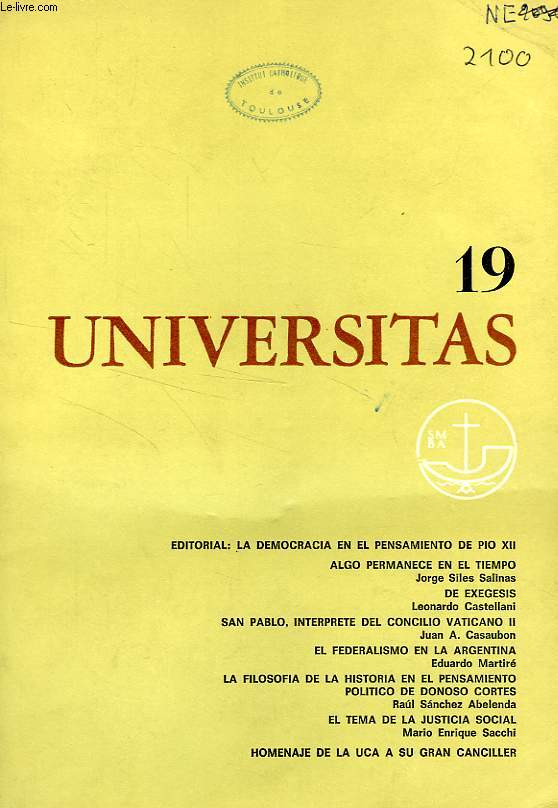UNIVERSITAS, AO 5, N 19, ABRIL 1971