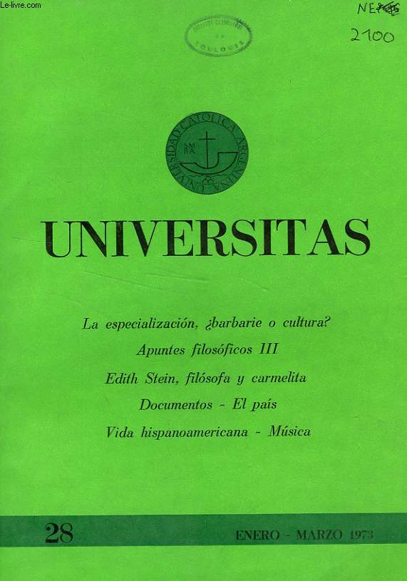 UNIVERSITAS, AO 7, N 28, ENERO-MARZO 1973