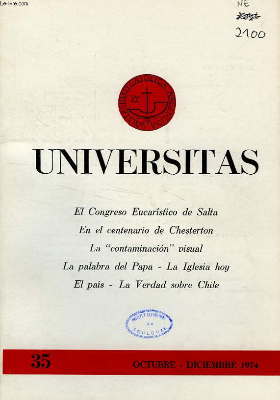UNIVERSITAS, AO 8, N 35, OCT.-DIC. 1974
