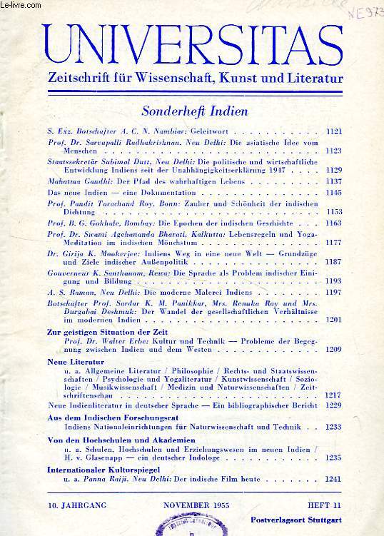 UNIVERSITAS, 10. JAHRGANG, HEFT 11, NOV. 1955, ZEITSCHRIFT FUR WISSENSCHAFT, KUNST UND LITERATUR