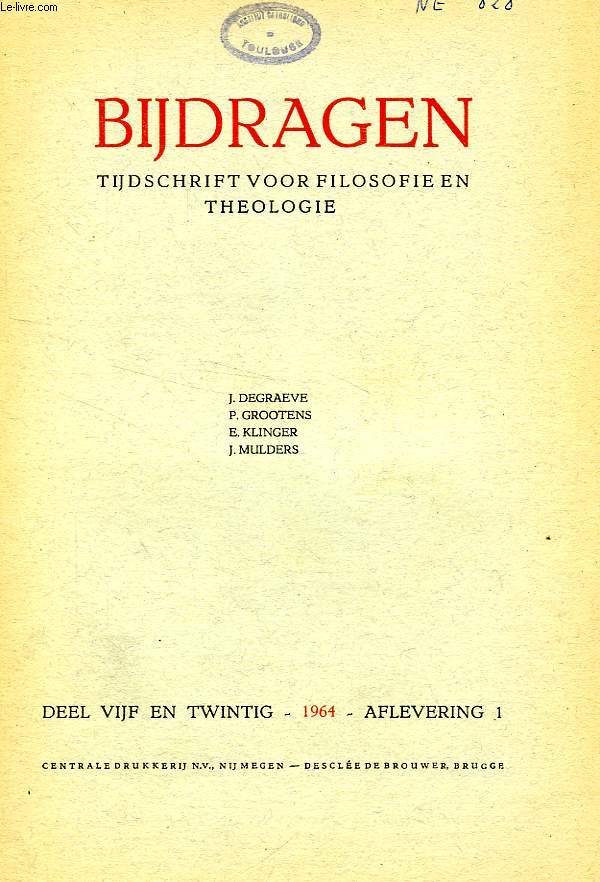 BIJDRAGEN, I, 1964, TIJDSCHRIFT VOOR PHILOSOPHIE EN THEOLOGIE