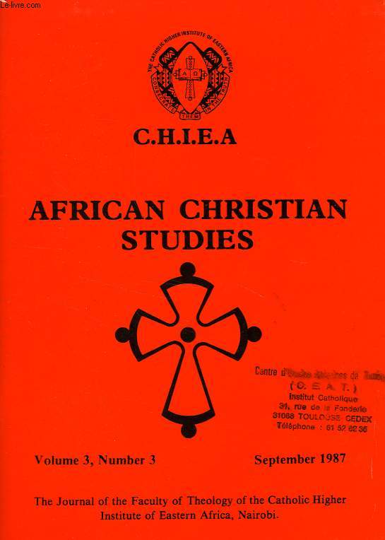 CHIEA, AFRICAN CHRISTIAN STUDIES, VOL. 3, N 3, SEPT. 1987