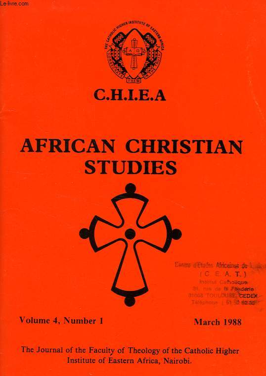 CHIEA, AFRICAN CHRISTIAN STUDIES, VOL. 4, N 1, MARCH 1988