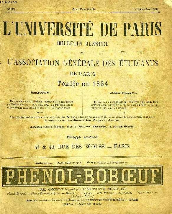 L'UNIVERSITE DE PARIS, 4e ANNEE, N 20, 1er DEC. 1888