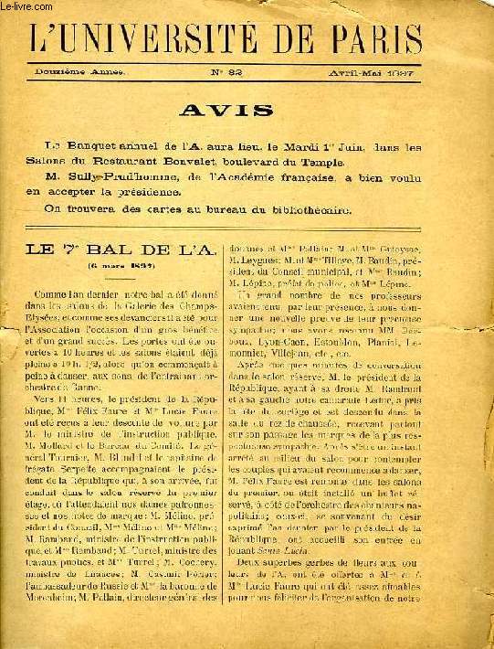 L'UNIVERSITE DE PARIS, 12e ANNEE, N 82, AVRIL-MAI 1897