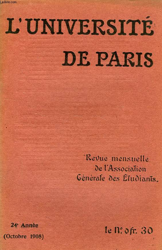 L'UNIVERSITE DE PARIS, 24e ANNEE, OCT. 1908