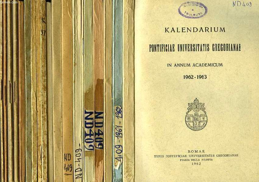 KALENDARIUM PONTIFICIAE UNIVERSITATIS GREGORIANAE, 20 VOLUMES, 1927-1962 (INCOMPLET)