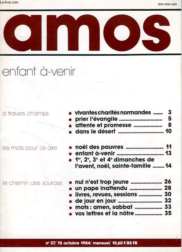 AMOS, N 37, OCT. 1984, ENFANT A-VENIR