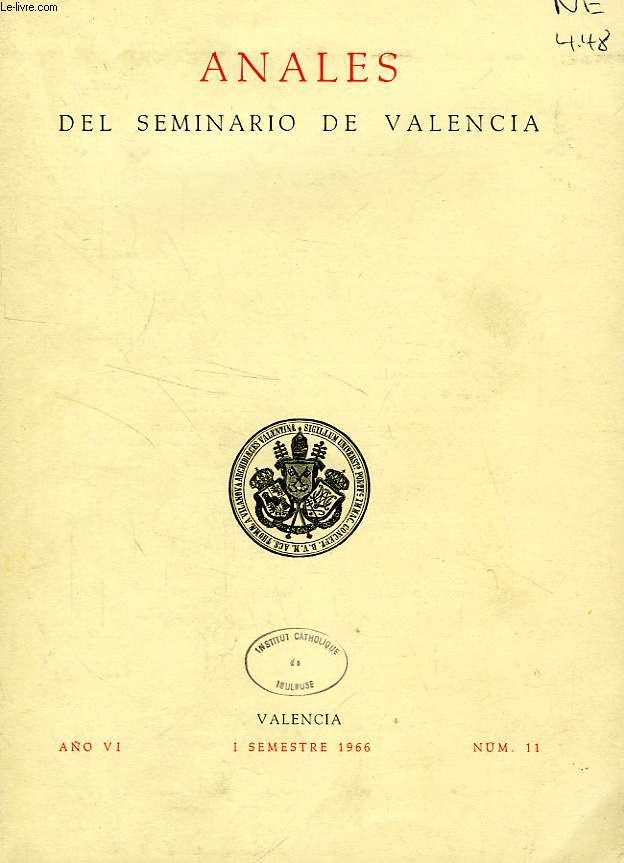 ANALES DEL SEMINARIO DE VALENCIA, AO VI, NUM. 11, 1 SEM. 1966