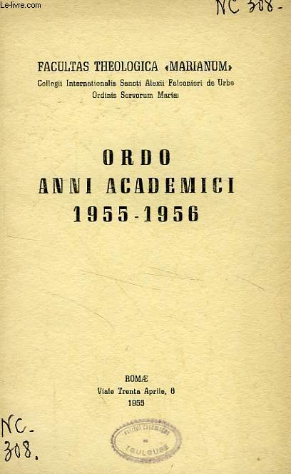 ORDO ANNI ACADEMICI 1955-1956