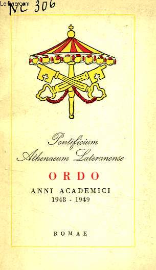 PONTIFICIUM ATHENAEUM LATERANENSE, ORDO ANNI ACADEMICI 1948-1949