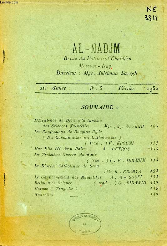 AL-NADJM, REVUE DU PATRIARCAT CHALDEEN, XIIe ANNEE, N 3, FEV. 1952