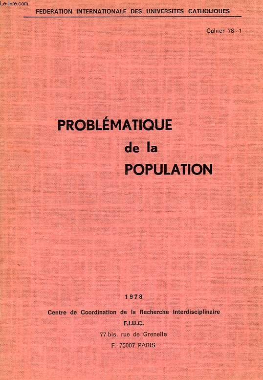 PROBLEMATIQUE DE LA POPULATION