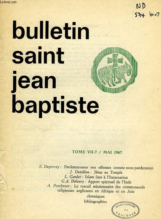 BULLETIN DU CERCLE SAINT JEAN-BAPTISTE, VII-7, MAI 1967