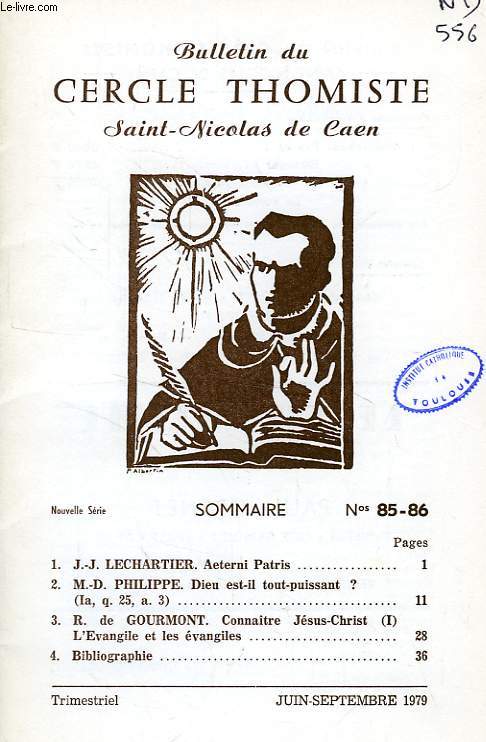 BULLETIN DU CERCLE THOMISTE SAINT-NICOLAS DE CAEN, N 85-86, JUIN-SEPT. 1979