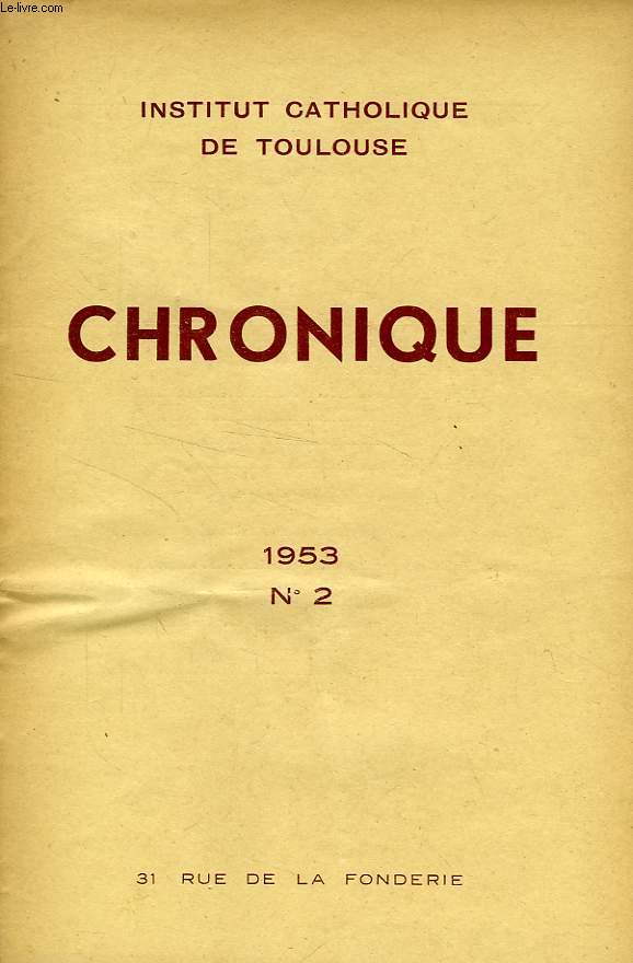 CHRONIQUE, N 2, 1953