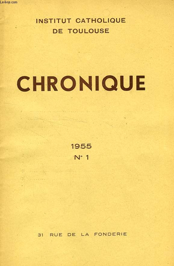 CHRONIQUE, N 1, 1955