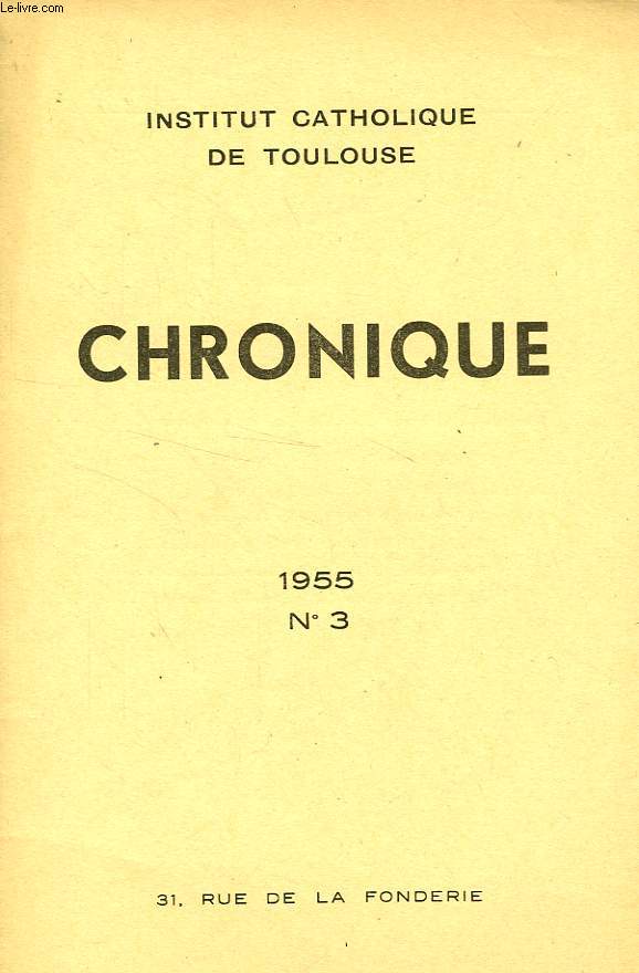 CHRONIQUE, N 3, 1955