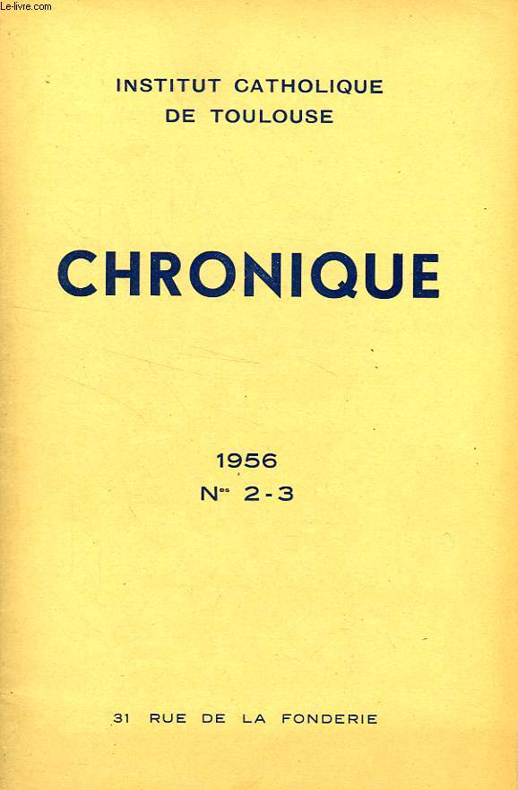 CHRONIQUE, N 2-3, 1956