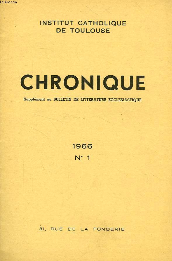 CHRONIQUE, N 1, 1966