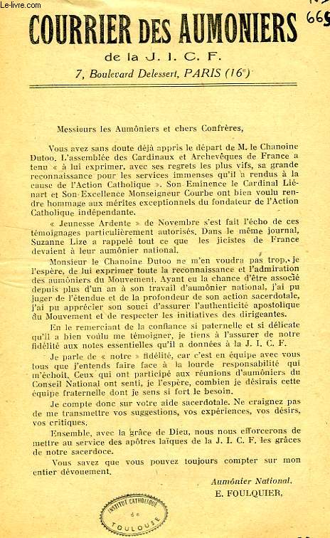 COURRIER DES AUMONIERS DE LA JICF