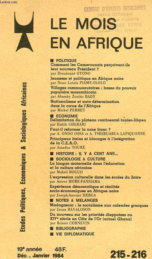 LE MOIS EN AFRIQUE, 19e ANNEE, N 215-216, DEC.-JAN. 1983-1984