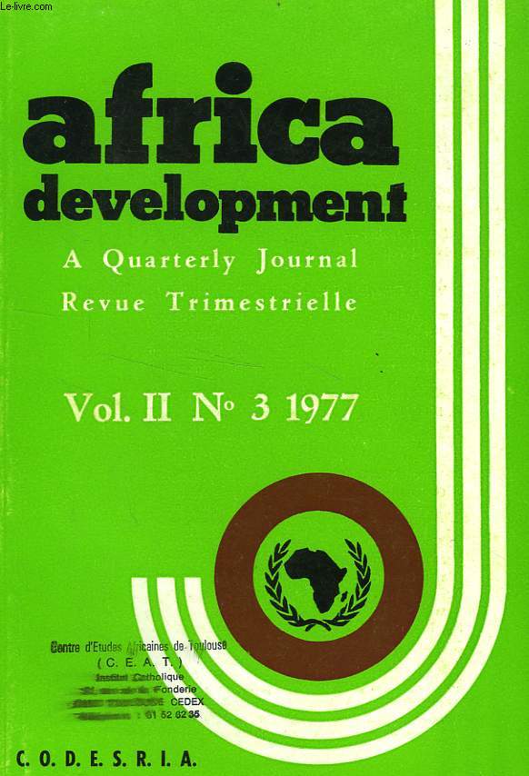 AFRICA DEVELOPMENT, VOL. II, N 3, JUILLET-SEPT. 1977, PLANIFICATION ET FINANCEMENT DU DEVELOPPEMENT