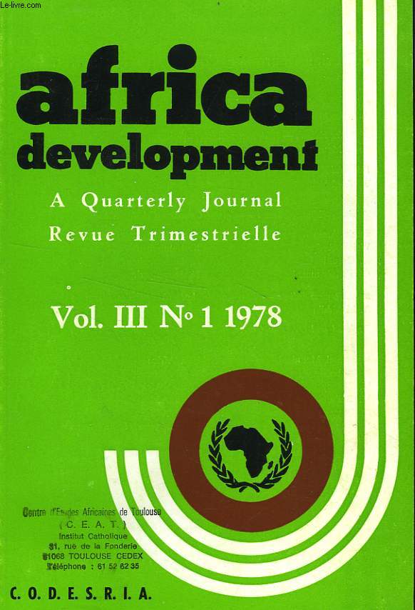 AFRICA DEVELOPMENT, VOL. III, N 1, JAN.-MARS 1978