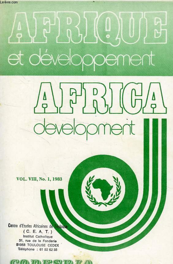 AFRIQUE ET DEVELOPPEMENT, AFRICA DEVELOPMENT, VOL. VIII, N 1, JAN.-MARS 1983