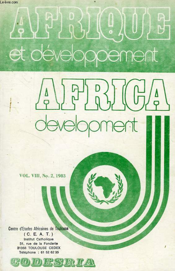 AFRIQUE ET DEVELOPPEMENT, AFRICA DEVELOPMENT, VOL. VIII, N 2, AVRIL-JUIN 1983