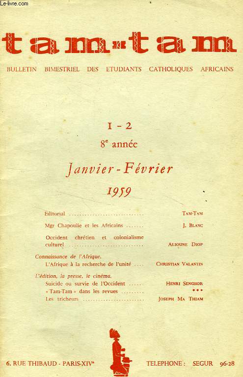 TAM-TAM, 8e ANNEE, N 1-2, JAN.-FEV. 1958