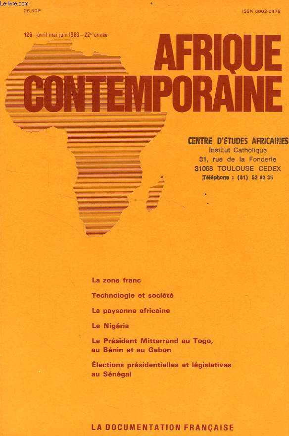AFRIQUE CONTEMPORAINE, N 126, AVRIL-JUIN 1983
