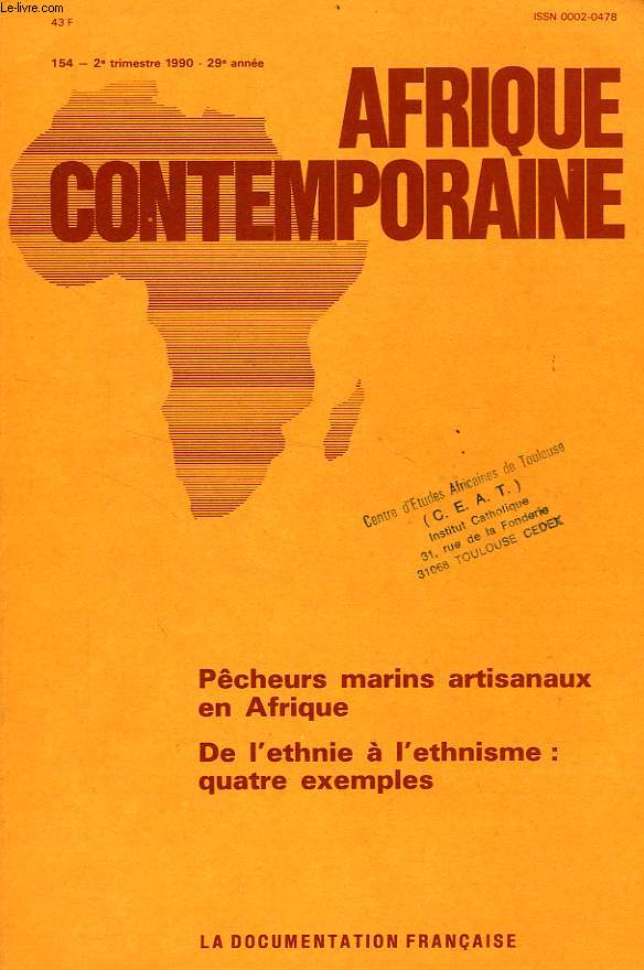 AFRIQUE CONTEMPORAINE, N 154, 2e TRIM. 1990