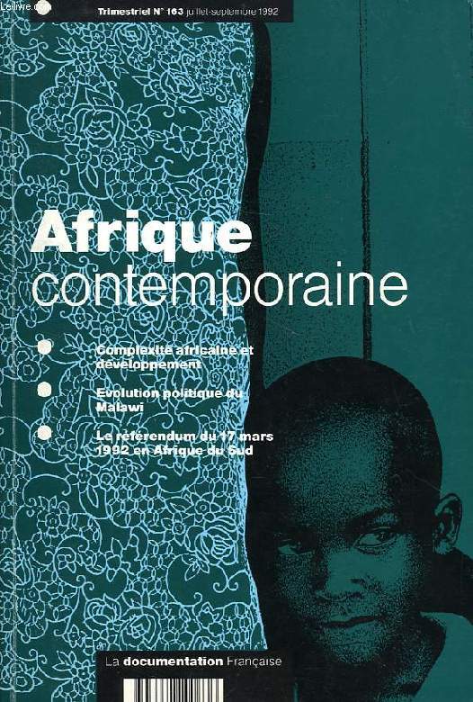AFRIQUE CONTEMPORAINE, N 163, JUILLET-SEPT. 1992