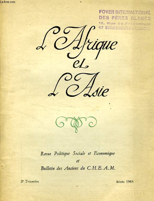 L'AFRIQUE ET L'ASIE, N 2, 2e TRIM. 1948