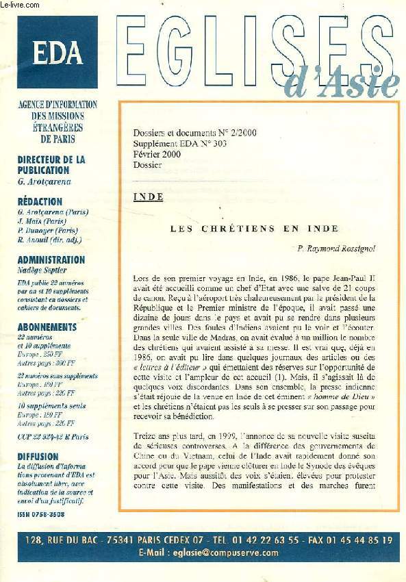 EGLISES D'ASIE, EDA, 2000-2003, 37 NUMEROS (INCOMPLET)