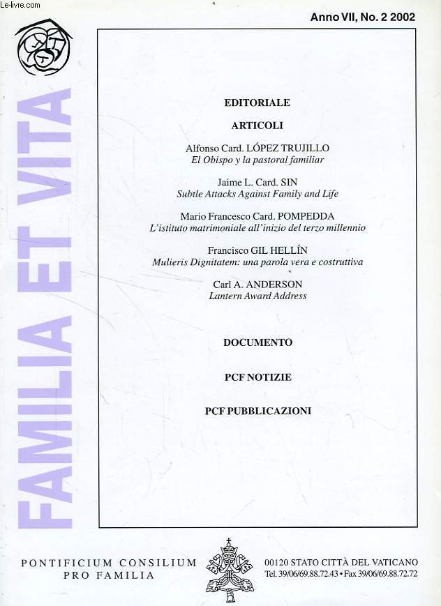 FAMILIA ET VITA, ANNO VII, N 2, 2002