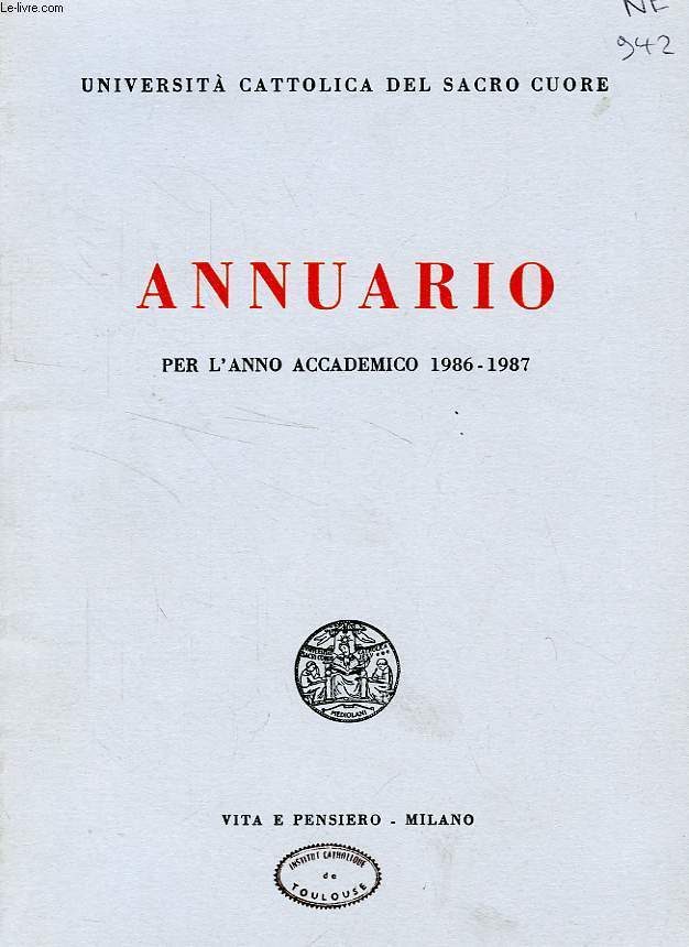 ANNUARIO PER L'ANNO ACCADEMICO 1986-87
