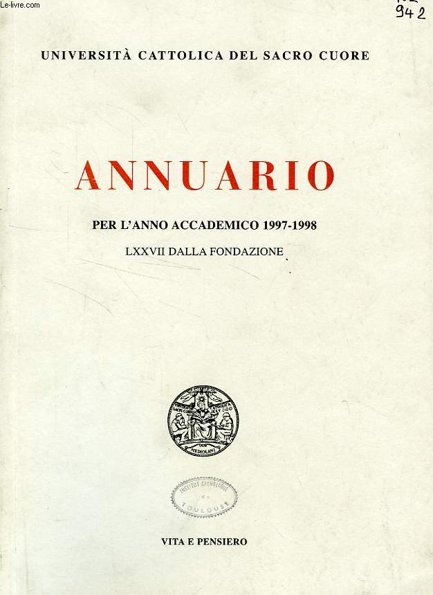ANNUARIO PER L'ANNO ACCADEMICO 1997-1998
