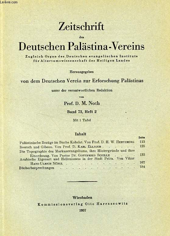 ZEITSCHRIFT DES DEUTSCHEN PALSTINA-VEREINS, BAND 73, HEFT 2, 1957