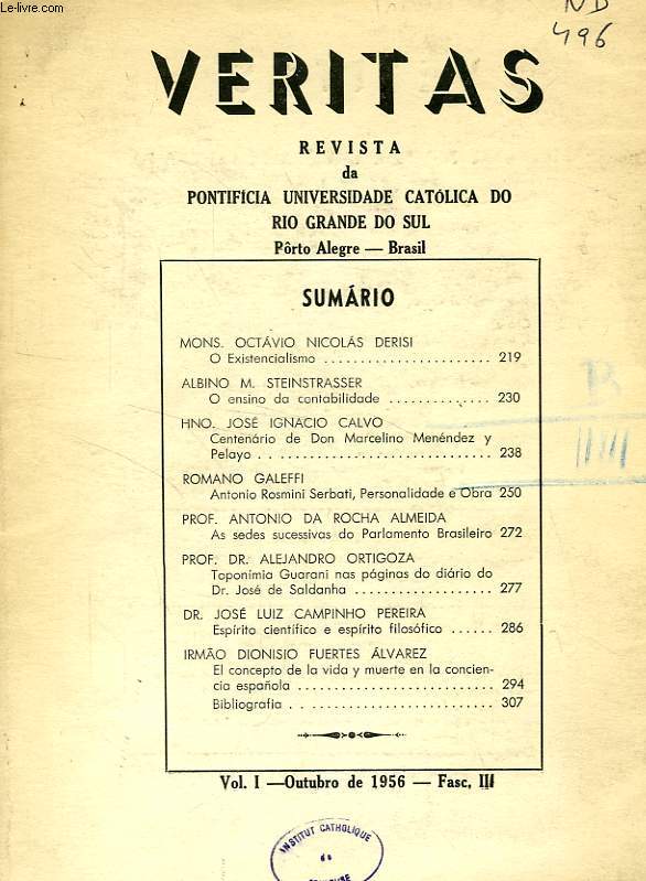 VERITAS, VOL. I, FASC. III, OUT. 1956