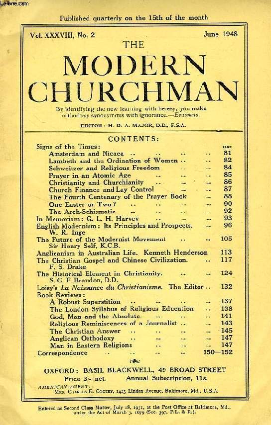 THE MODERN CHURCHMAN, VOL. XXXVIII, N 2, JUNE 1948