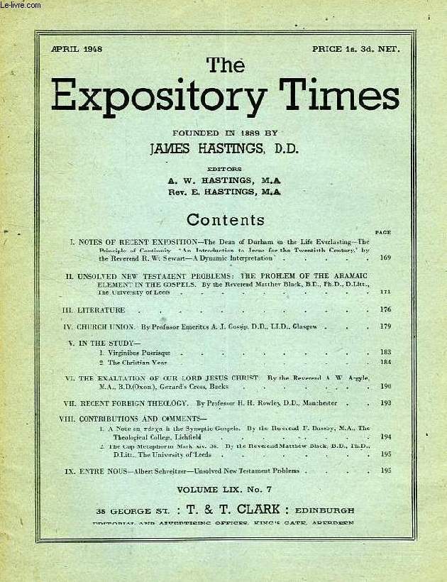 THE EXPOSITORY TIMES, APRIL 1948